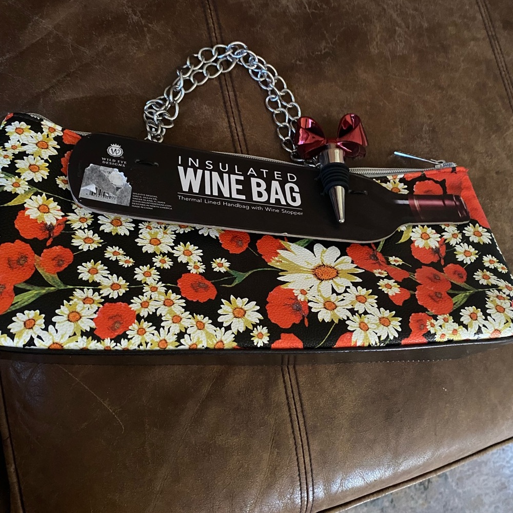 Floral Insulated Wine Bag with Chain Handle